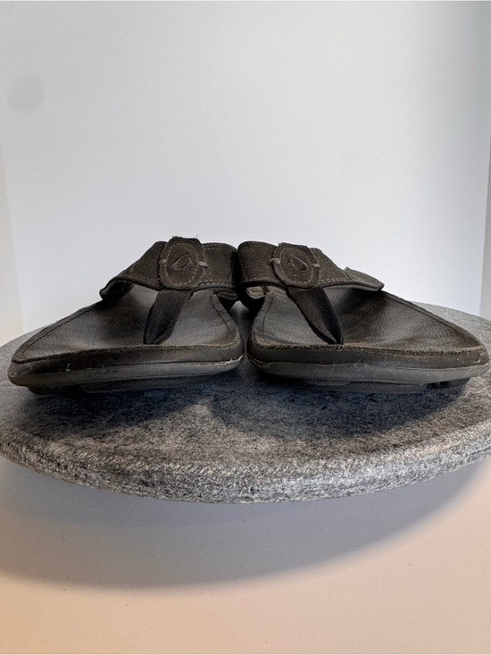 Olukai Leather Nui-M Men’s Flip Flops Sandals 12 Black